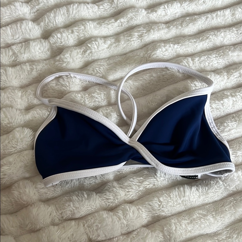Navy Blue dance Top with White Trim
